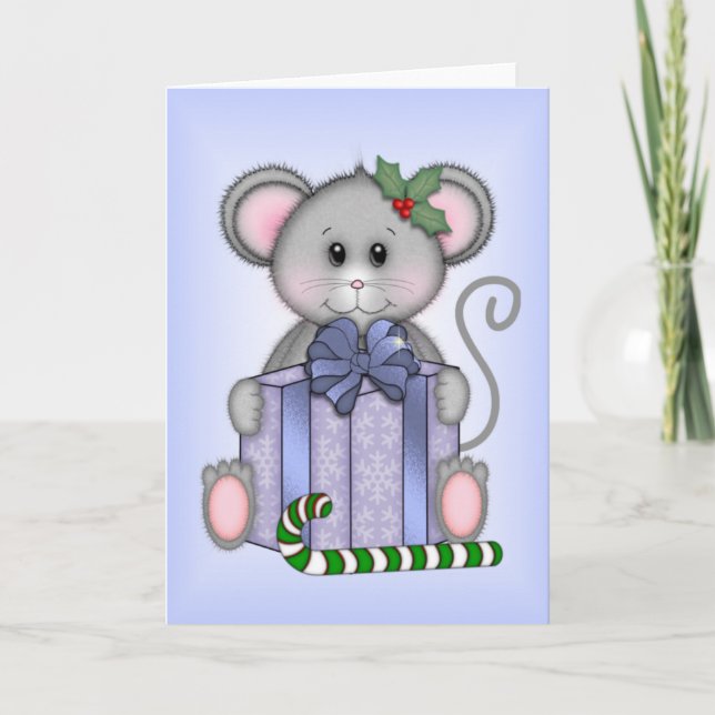 Cartes Pour Fêtes Annuelles Souris de Noël (Devant)