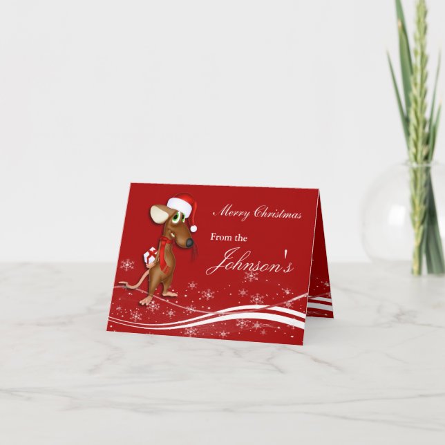 Cartes Pour Fêtes Annuelles Souris de Noël (Devant)