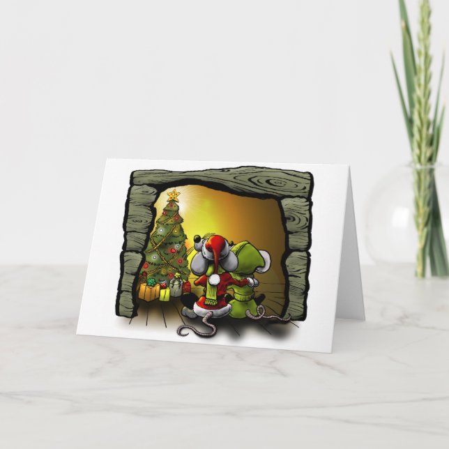 Cartes Pour Fêtes Annuelles Souris de Noël (Devant)