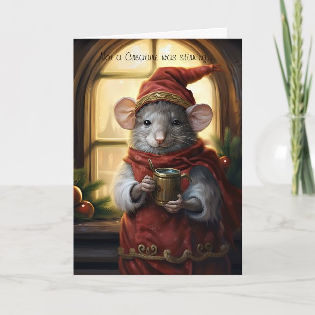 Cartes Pour Fêtes Annuelles Souris de Noël amusante avec script (Devant)