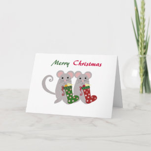 Cartes Pour Fêtes Annuelles Souris de Noël avec chaussettes