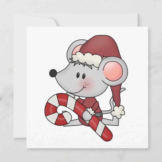 Cartes Pour Fêtes Annuelles Souris de Noël avec du sucre de canne (Devant)