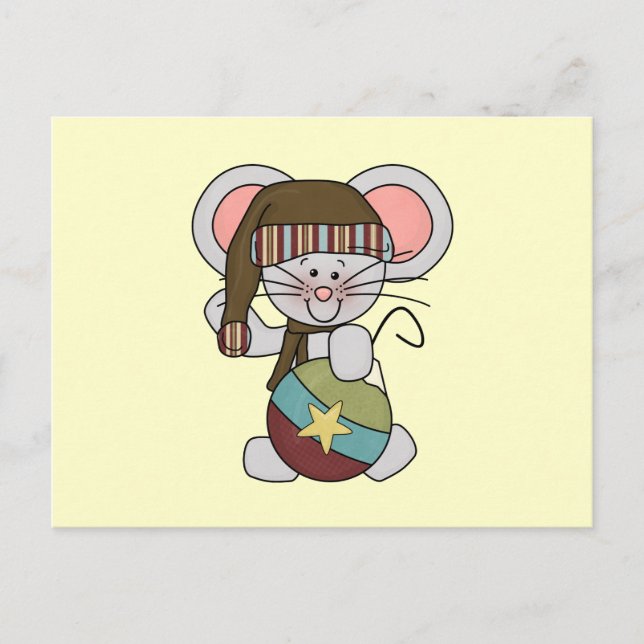 Cartes Pour Fêtes Annuelles Souris De Noël Avec Ornement (Devant)