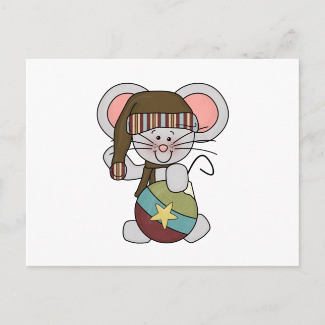 Cartes Pour Fêtes Annuelles Souris De Noël Avec Ornement (Devant)