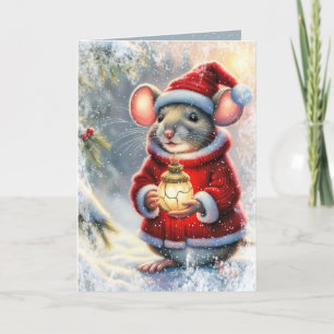 Cartes Pour Fêtes Annuelles Souris De Noël Avec Ornement Glissant