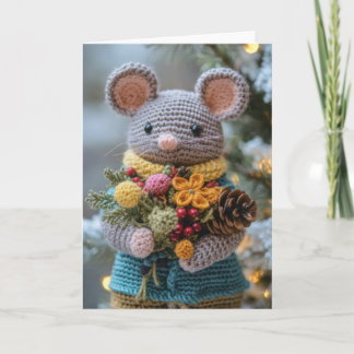 Cartes Pour Fêtes Annuelles Souris de Noël Crochetée
