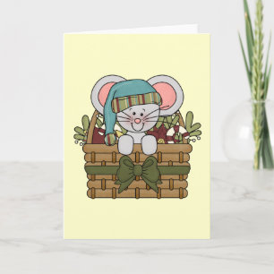 Cartes Pour Fêtes Annuelles Souris de Noël dans le panier