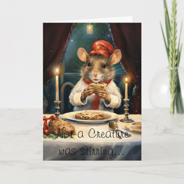 Cartes Pour Fêtes Annuelles Souris de Noël drôle avec poème (Devant)