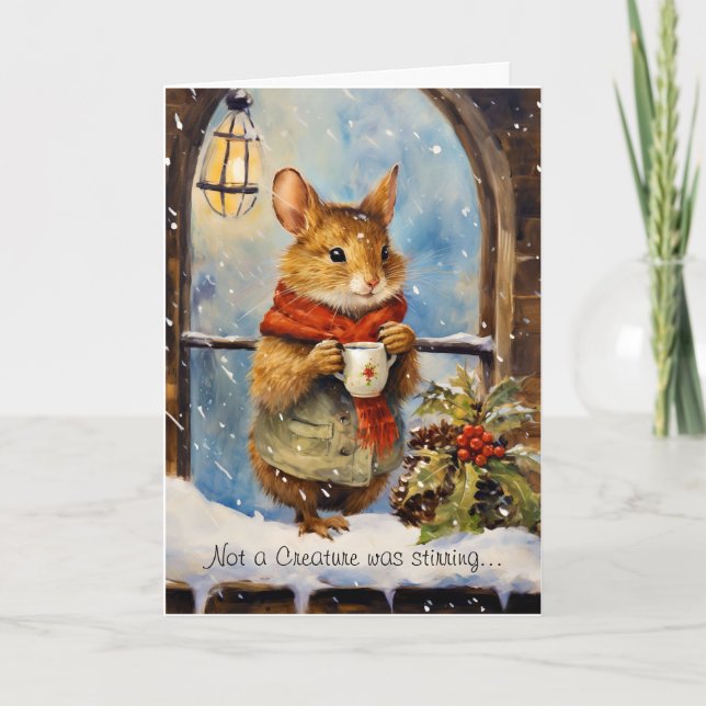 Cartes Pour Fêtes Annuelles Souris de Noël drôle avec poème (Devant)