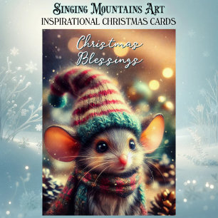 Cartes Pour Fêtes Annuelles Souris de Noël excentrique au chapeau festif Chrét