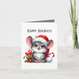 Cartes Pour Fêtes Annuelles Souris de Noël festive ajouter un message