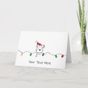 Cartes Pour Fêtes Annuelles Souris de Noël illustrée personnalisée