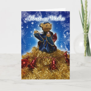 Cartes Pour Fêtes Annuelles Souris De Noël Sur Tinsel, Cloches Et Baubles