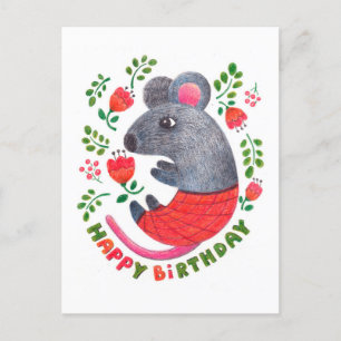 Cartes Pour Fêtes Annuelles souris dessinée