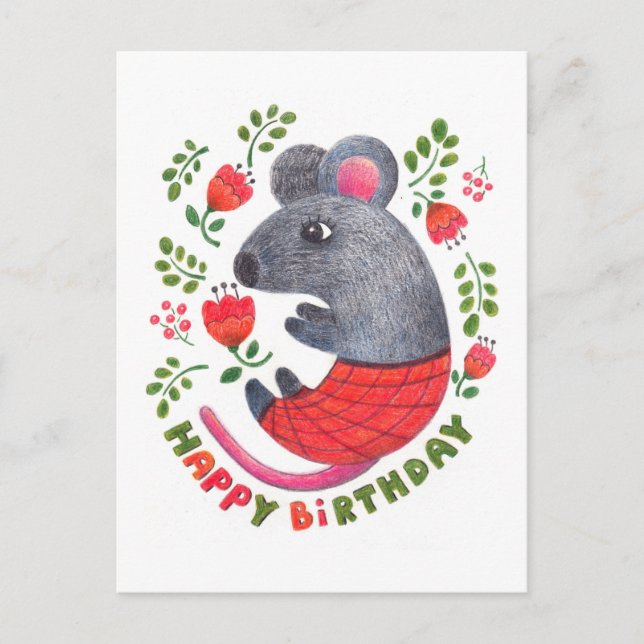 Cartes Pour Fêtes Annuelles souris dessinée (Devant)