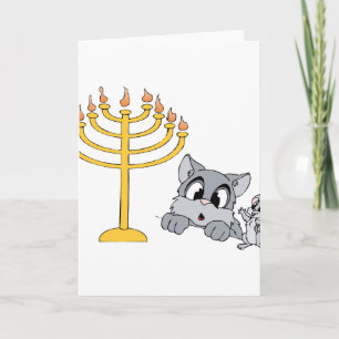 Cartes Pour Fêtes Annuelles Souris Menorah de chat