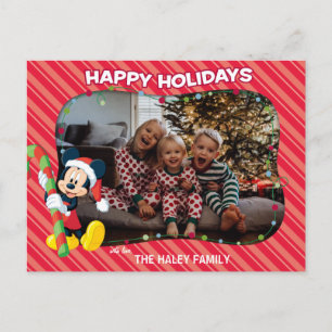 Cartes Pour Fêtes Annuelles Souris Mickey rayée Joyeux Vacances