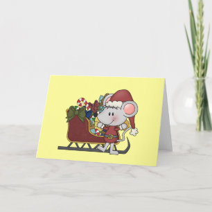 Cartes Pour Fêtes Annuelles Souris père Noël Avec Motoneige