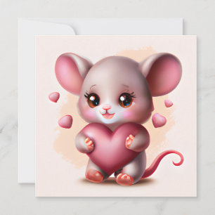 Cartes Pour Fêtes Annuelles Souris pour bébé avec le coeur de Valentine