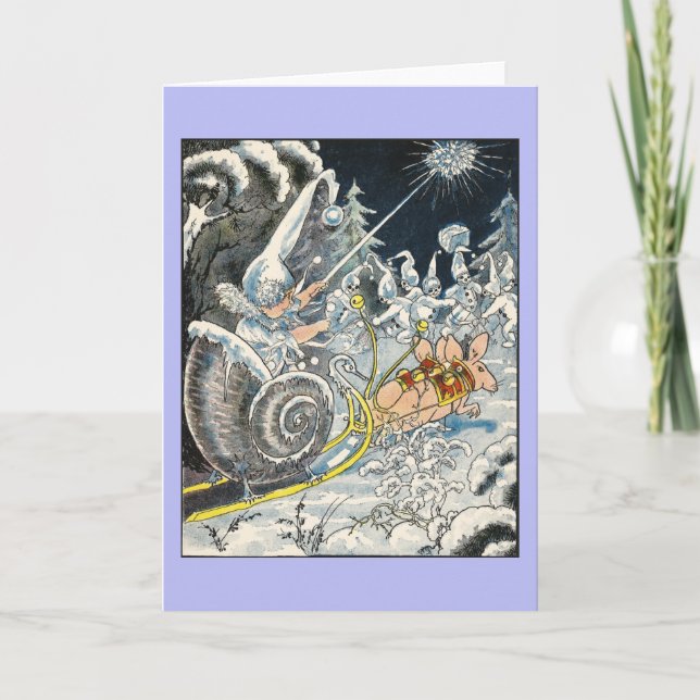 Cartes Pour Fêtes Annuelles Souris tirant l'escargot Shell Sleigh (Devant)