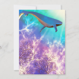 Cartes Pour Fêtes Annuelles Sous la mer Bleu Baleine Océan Aquarelle