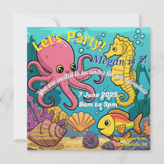 Cartes Pour Fêtes Annuelles Sous le Sea Party