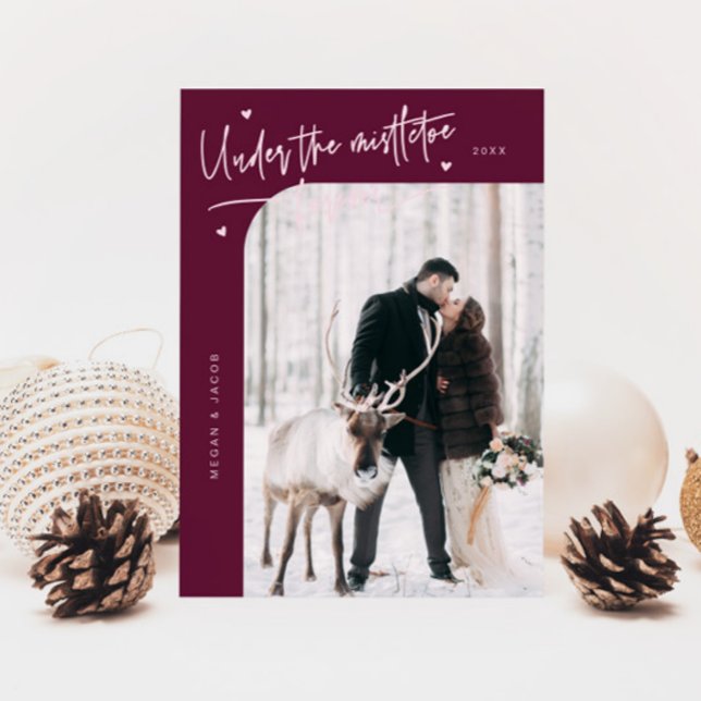 Cartes Pour Fêtes Annuelles Sous Mistletoe Forever photo nouvellement mariée C (Créateur téléchargé)