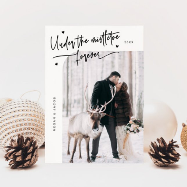Cartes Pour Fêtes Annuelles Sous Mistletoe Pour Jamais Nouvelle Photo Blanc (Créateur téléchargé)