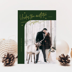 Cartes Pour Fêtes Annuelles Sous Mistletoe pour toujours photo verte