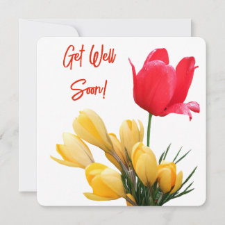 Cartes Pour Fêtes Annuelles Soyez bien bientôt joli crocus jaune rouge tulip f