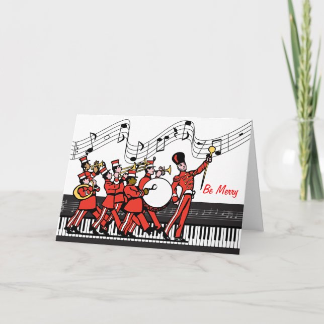 Cartes Pour Fêtes Annuelles Soyez joyeuse fanfare et Noël de notes musicales (Devant)