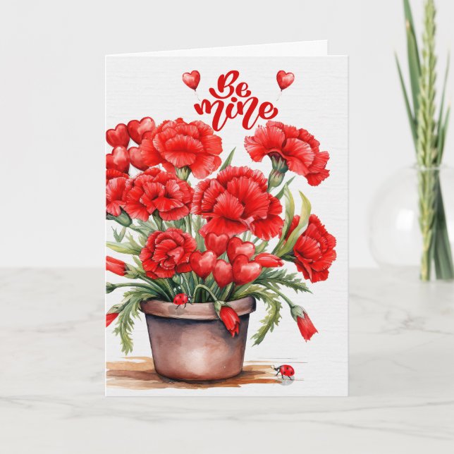 Cartes Pour Fêtes Annuelles Soyez le mien Saint Valentin Oeillets rouges et co (Devant)