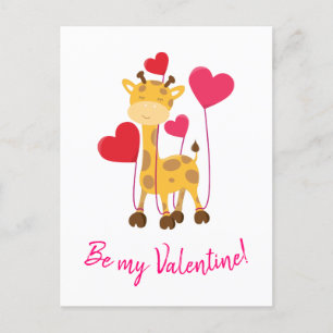 Cartes Pour Fêtes Annuelles Soyez ma Saint Valentin jolie Giraffe avec ballons