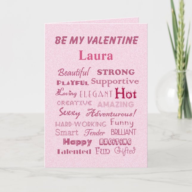 Cartes Pour Fêtes Annuelles Soyez ma Valentine Laura Paroles d'éloges (Devant)