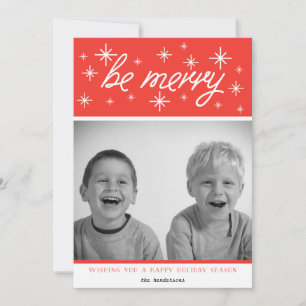 Cartes Pour Fêtes Annuelles Soyez Merry Bright Red Holiday Photo Grey