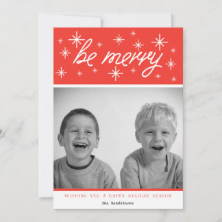 Cartes Pour Fêtes Annuelles Soyez Merry Bright Red Holiday Photo Grey