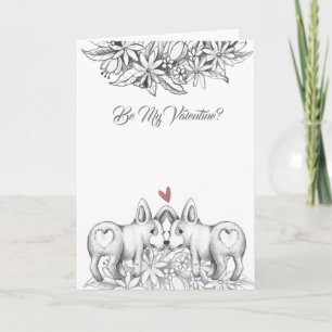 Cartes Pour Fêtes Annuelles Soyez Mes Chiens De Valentin Deux Corgi Avec Coeur