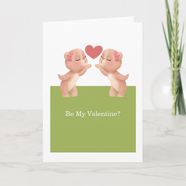 Cartes Pour Fêtes Annuelles Soyez Mes Nounours Lesbiens Gay Valentine Avec Coe (Devant)
