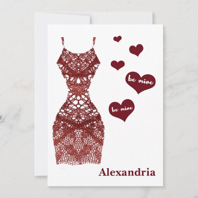 Cartes Pour Fêtes Annuelles Soyez miennes Drôle Valentines Bourgogne Dentelle  (Devant)
