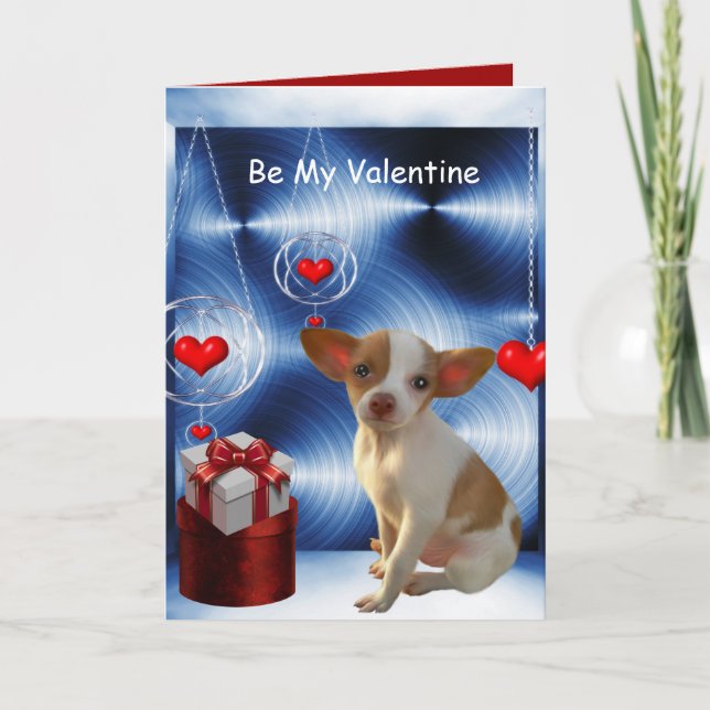 Cartes Pour Fêtes Annuelles Soyez Mon Chihuahua Chien Valentin Coeurs Amoureux (Devant)