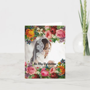 Cartes Pour Fêtes Annuelles Soyez mon Mariage de photos florales Valentine