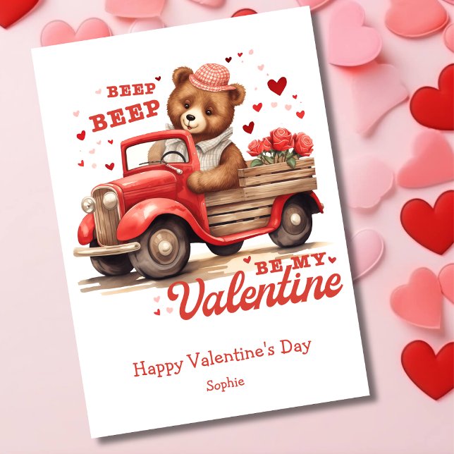 Cartes Pour Fêtes Annuelles Soyez mon Valentine drôle ours rétro Valentines Da (Créateur téléchargé)