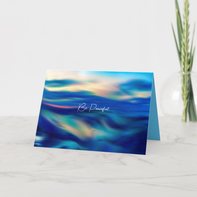 Cartes Pour Fêtes Annuelles Soyez paisible Beau Bleu Art Abstrait v2 (Devant)