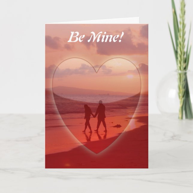 Cartes Pour Fêtes Annuelles Soyez un couple amoureux sur la plage Valentine (Devant)