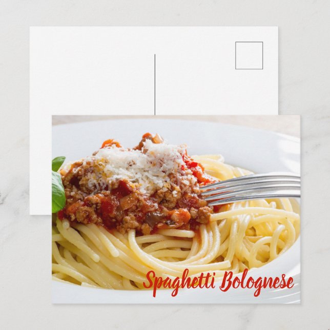 Cartes Pour Fêtes Annuelles Spaghetti Sauce Bolognaise pâtes au parmesan (Devant / Derrière)