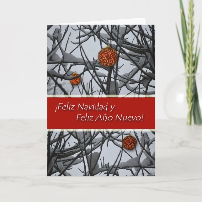 Cartes Pour Fêtes Annuelles Spanish Christmas, Ornaments de Snow (Devant)