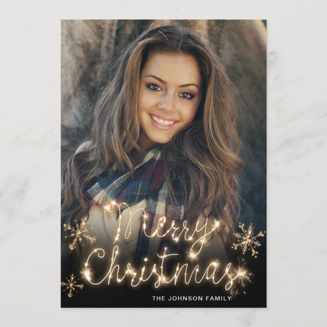 Cartes Pour Fêtes Annuelles Sparkle d'or de Noël Sparkle PHOTO Salutation (Devant)
