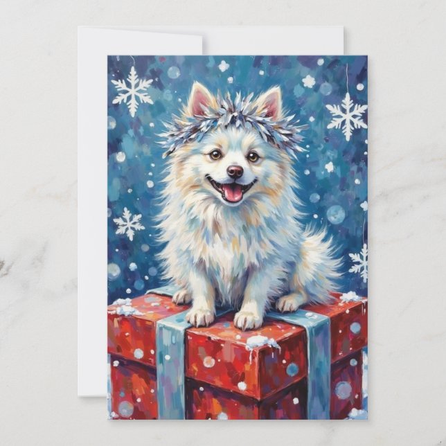 Cartes Pour Fêtes Annuelles Sparkling American Eskimo Dog Festive Gift Cushion (Devant)