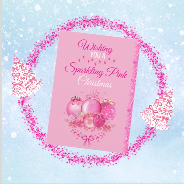 Cartes Pour Fêtes Annuelles Sparkling Pink Christmas Card (Créateur téléchargé)