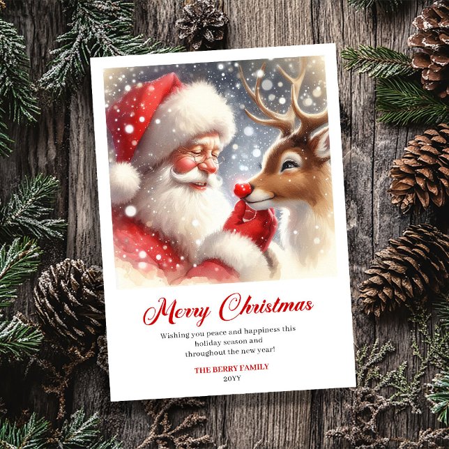 Cartes Pour Fêtes Annuelles Sparkling Santa With Rudolph Festive Greeting Card (Sparkling Santa With Rudolph Festive Greeting Card)